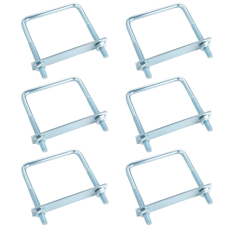 AOKLIT 6 Pcs U Bolts 4 Inch Wide Zinc Plated, Square U Bolt Carbon Steel for Sailboat Trailers, Tube, Industrial Supplies(3/8"" x 4"" x 5""') - Image 1
